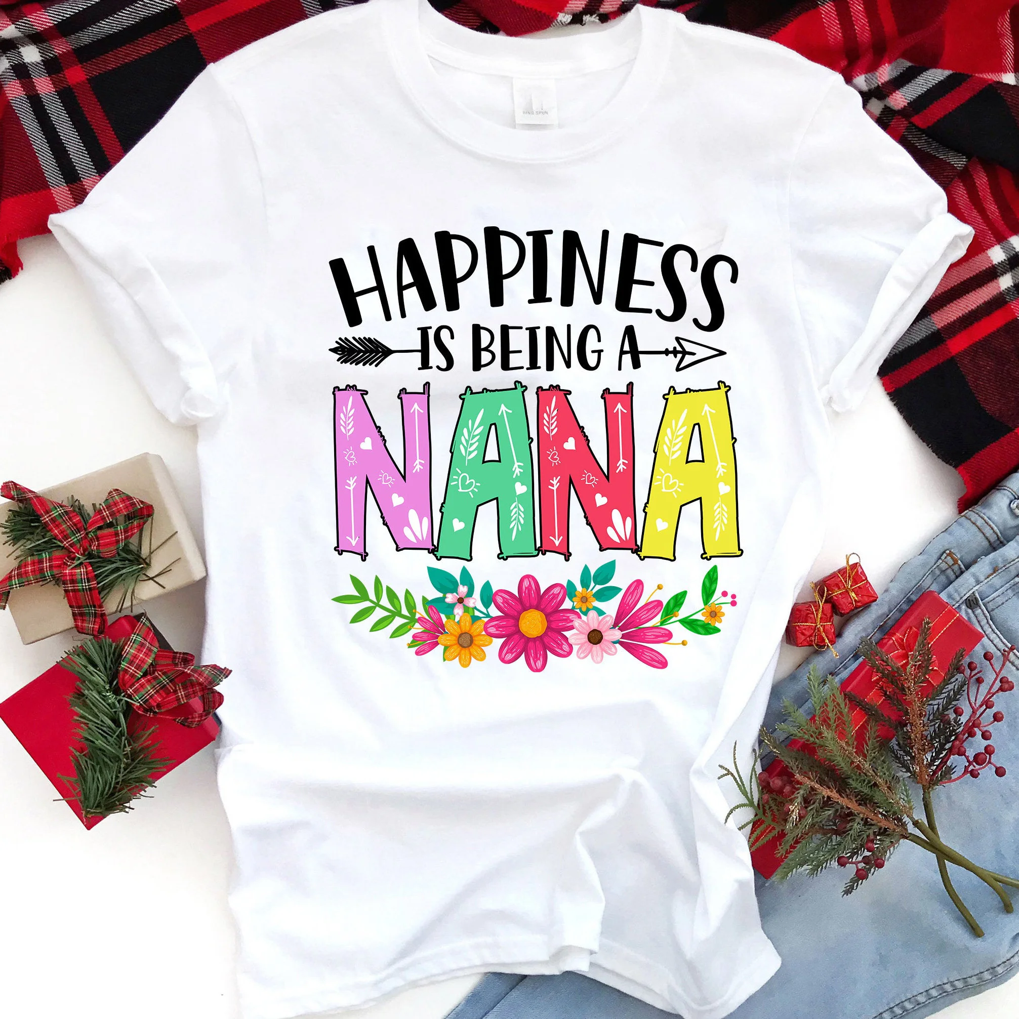 Happiness Is Being A Nana Print Women Casual Ladies Basic O-collar Harajuku Top Short Sleeved Women T-shirt Girl,Drop Ship