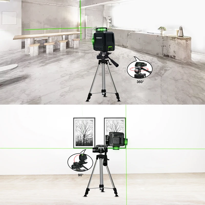 Clubiona Multi-function Travel Camera Tripod Adjustable Laser Level Tripod with 1/4 Screw Pan Head,with Bubble Level