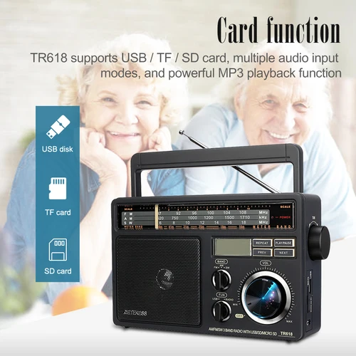Imagen 2 del producto RETEKESS TR618 AM FM SW Radio portátil con reproductor de MP3 digital compatible con Micro SD y USB altavoz grande de volumen para personas mayores en casa