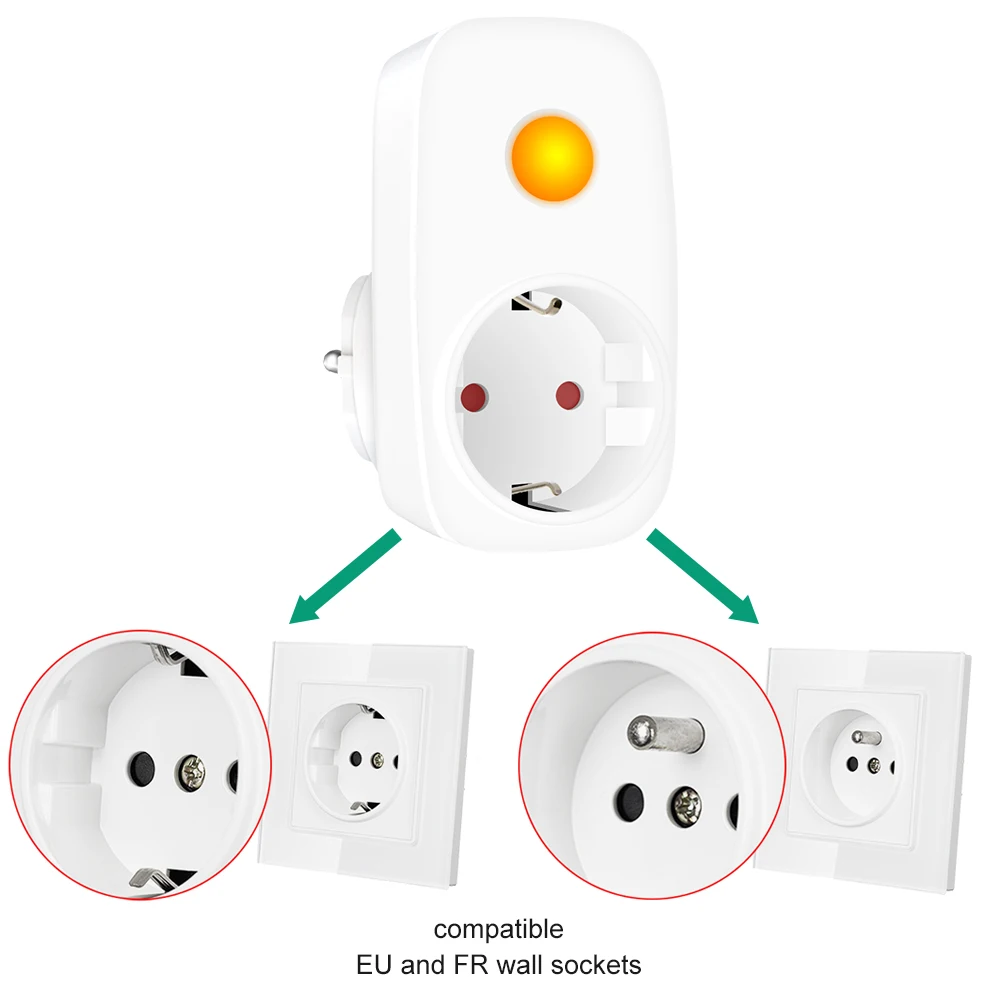 Smart Plug EU French Socket 433Mhz Universal Remote Control Wireless RF Switch Programmable 16A 220V LED Light Electrical Outlet