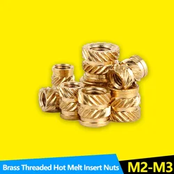 100PCS Heat Set Insert Nuts Embed Parts Female Thread Brass Knurled Inserts Nut Pressed Fit into Holes for 3D Printing M2 M3