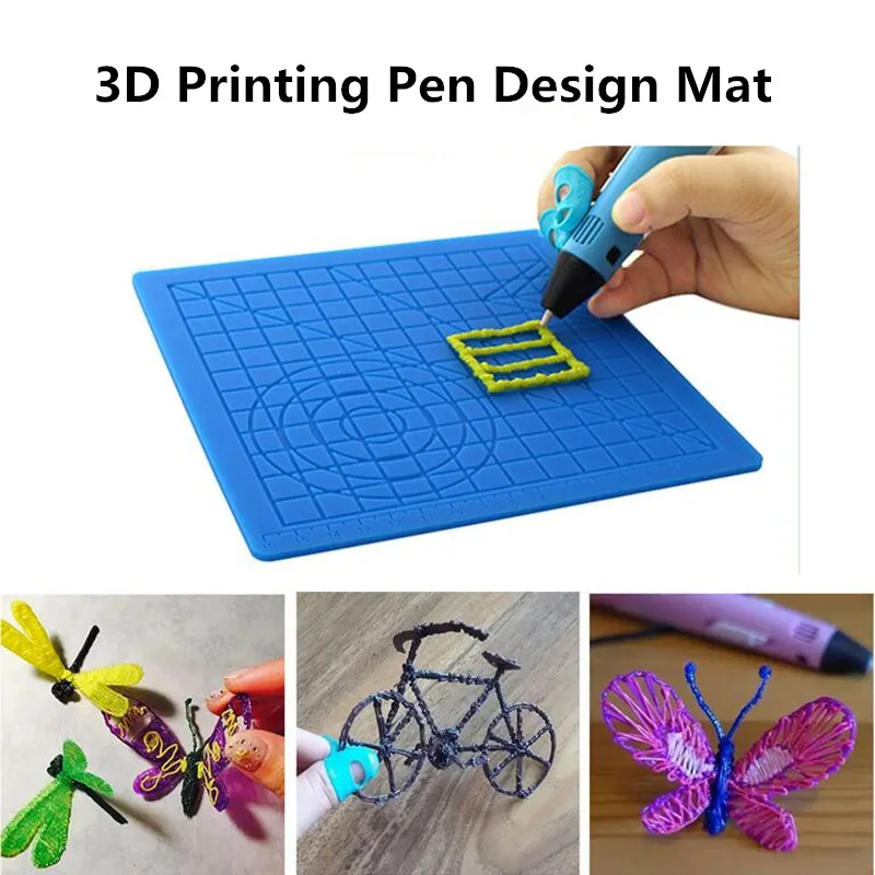 3D Printing Pens Design Mat Silicone Drawing Mat 3D Printing Tool Drawing Pad Set 3D Printing Pen Accessory for Children’s Gift