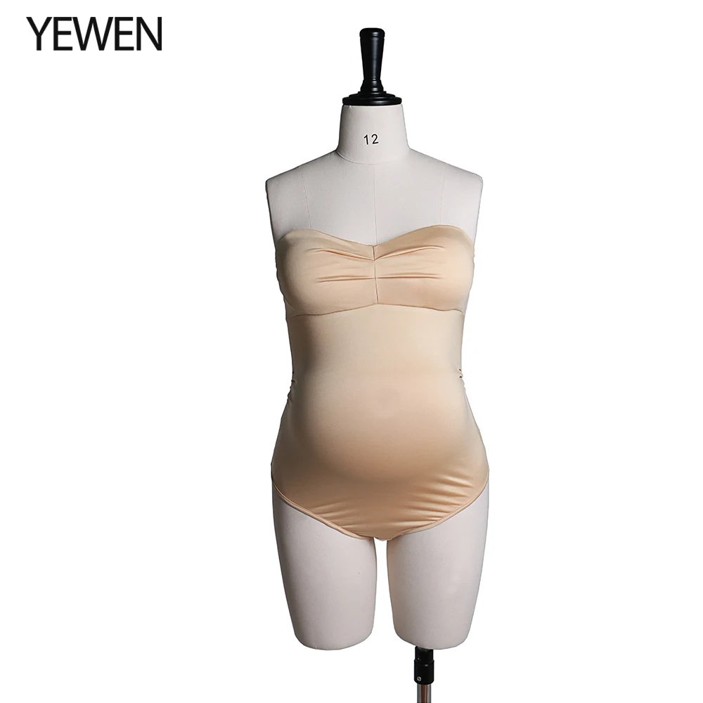 

Strapless Stretchy Fabric Maternity Dress Bodysuit Pregnancy Photoshoot Bodycon Rompers Summer