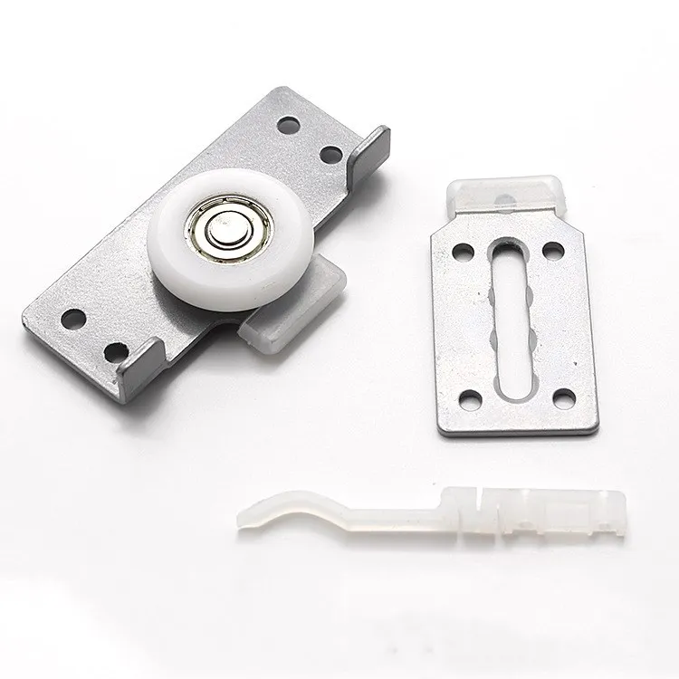 Polea de rodamiento ajustable de acero inoxidable para puerta corredera de armario, accesorios de Hardware de una sola rueda de nailon blanco, 1 unidad