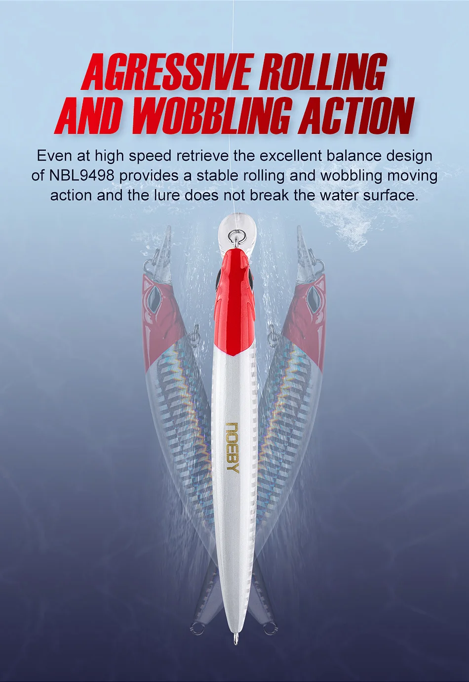 NOEBY Schwimmender Minnow-Angelköder, 130 mm, 23 g, schwimmende Wobbler, lange Wurf-Kunstköder für Seebarsch, Jerkbait-Angelköder – Detail 4