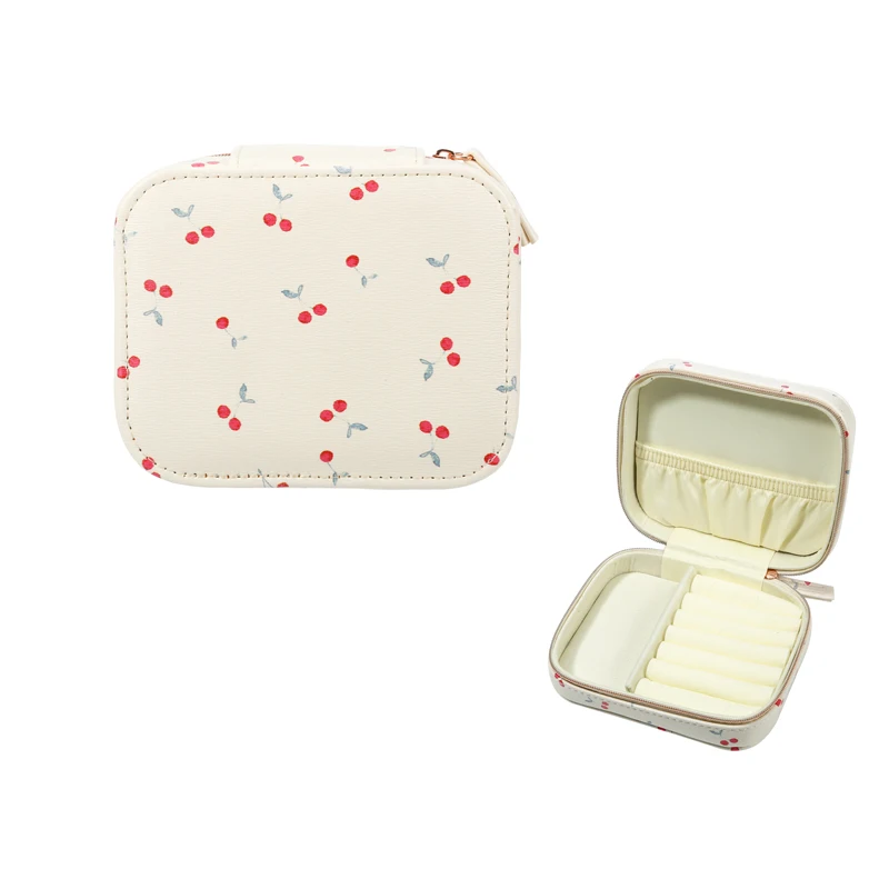 GY Jewelry Box Stud Earrings Storage Box Small Portable Girl Heart Small Cherry Small Delicate Indie Storage Box