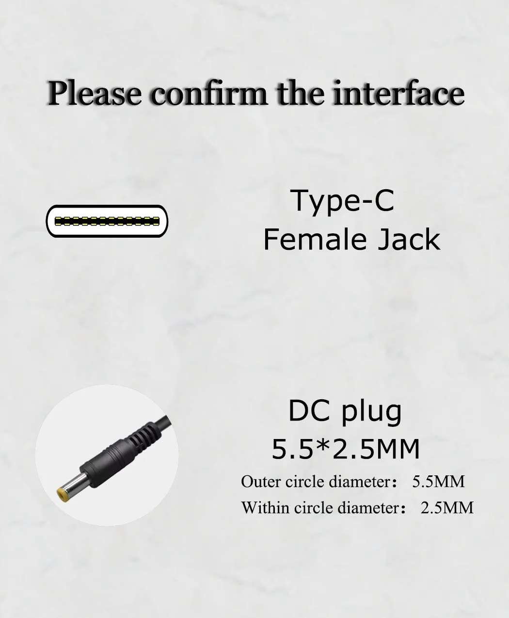 JORINDO 0.15M/0.49FT DC 5.5*2.5 plug Notebook PD Portable Fast Charging Adapter Line,type-C female jack to 5525 Power date Cable