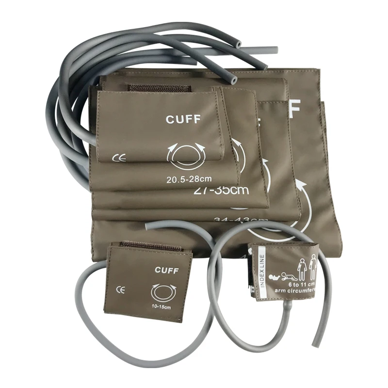 All Sizes In One Set Reusable Blood Pressure NIBP Cuff With Single Tube For Neonates to Adult Size Patient Monitor Single Hose