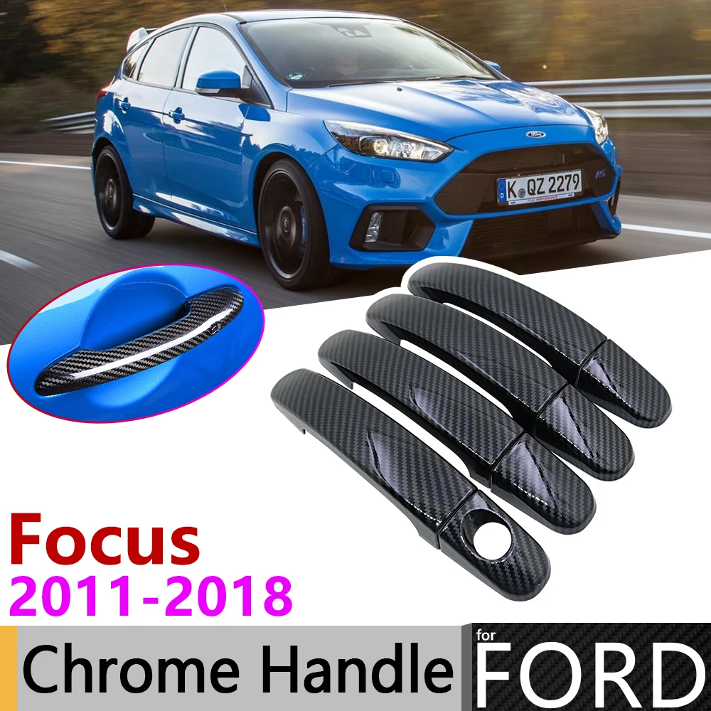 

Black Carbon Fiber Door Handle Cover for Ford Focus 3 MK3 MK3.5 2011~2018 2016 2017 Car Accessories Stickers Trim Set Chrome