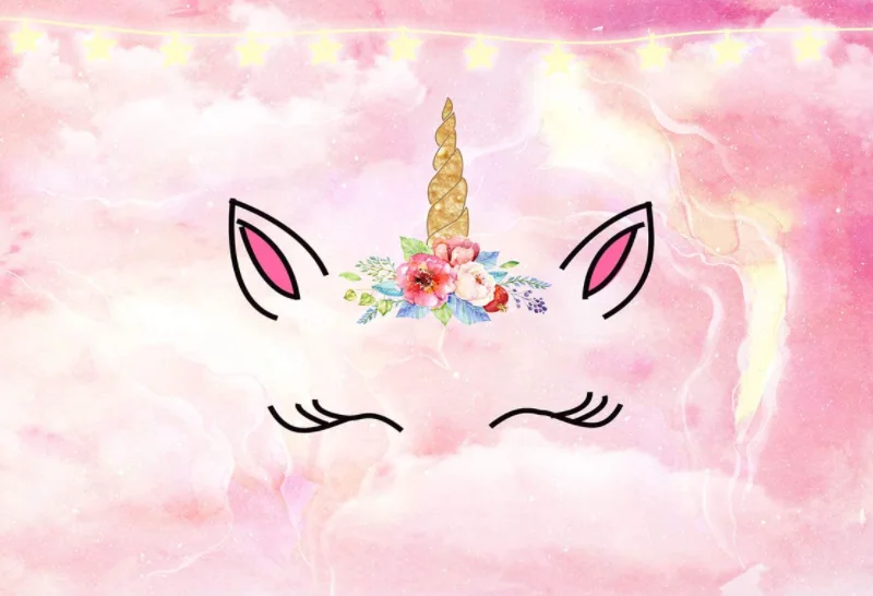 Kỳ Lân Sinh Nhật Phông Nền Hồng Kỳ Lân Nền Cô Gái Cho Bé Đồ Trang Trí Lấp Lánh Ngôi Sao Trẻ Em Phông Nền Chụp Ảnh