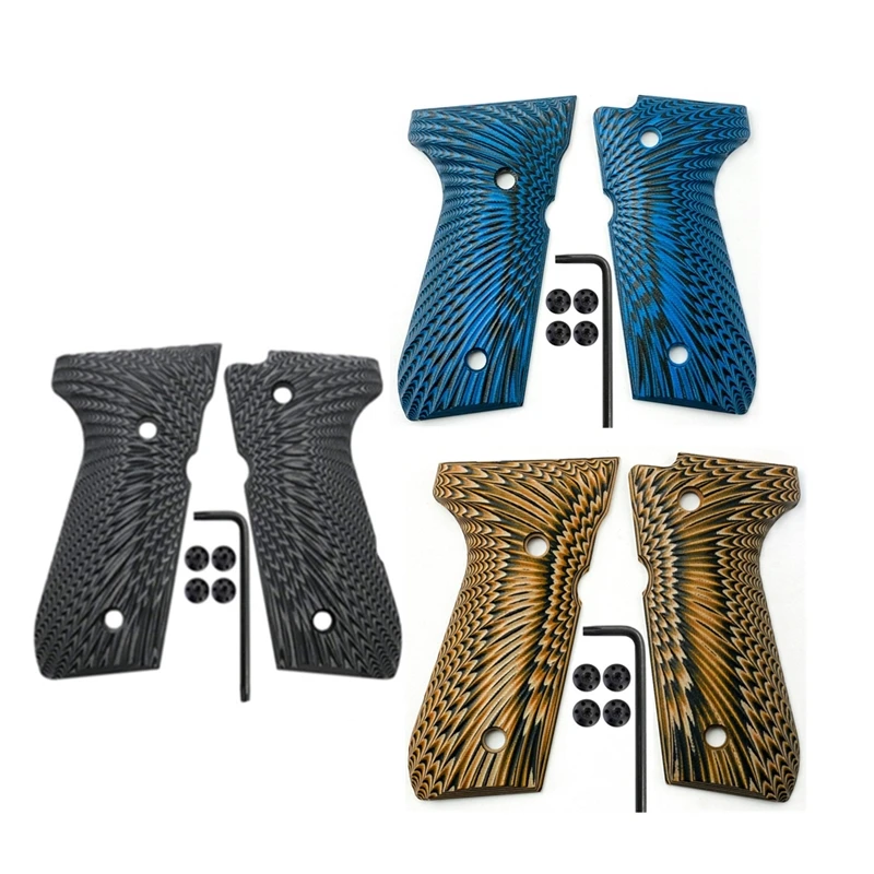 A Pair Grips with Screws Sunburst Texture Shank For  Beretta 92FS Grips Full Size, 92 FS, M9, 96A1, 92 INOX, Hunting Accessory