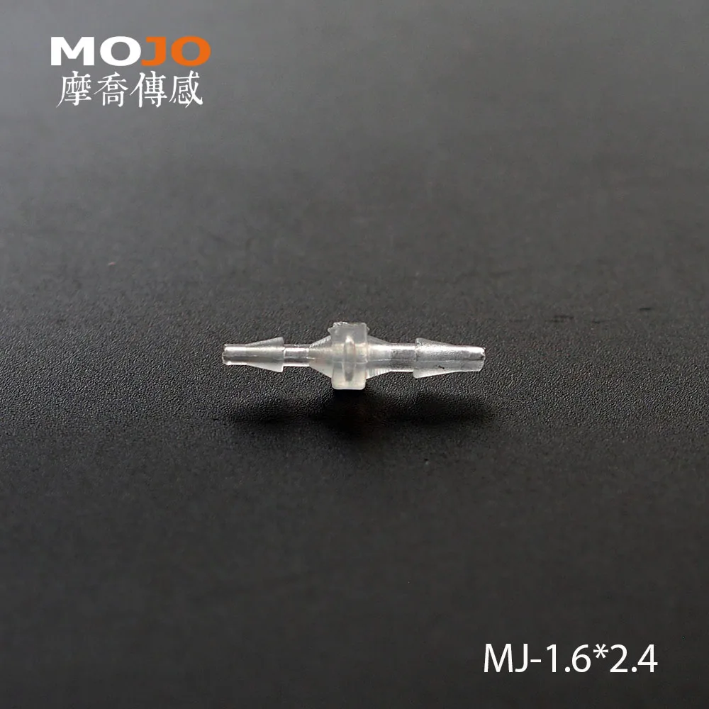 MJ-S1.6X2.4 Reducción de conectores de instalación de agua de púas de tipo recto de 1,6 mm a 2,4 mm (100 unids/lote)