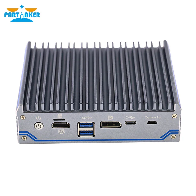 Partaker C5 Tanpa Kipas Mini PC PfSense Firewall Appliance Quad Core J4125 2.0GHz VPN 4 I211-AT LAN Jaringan Router Di Atas Kapal 8G EMMC