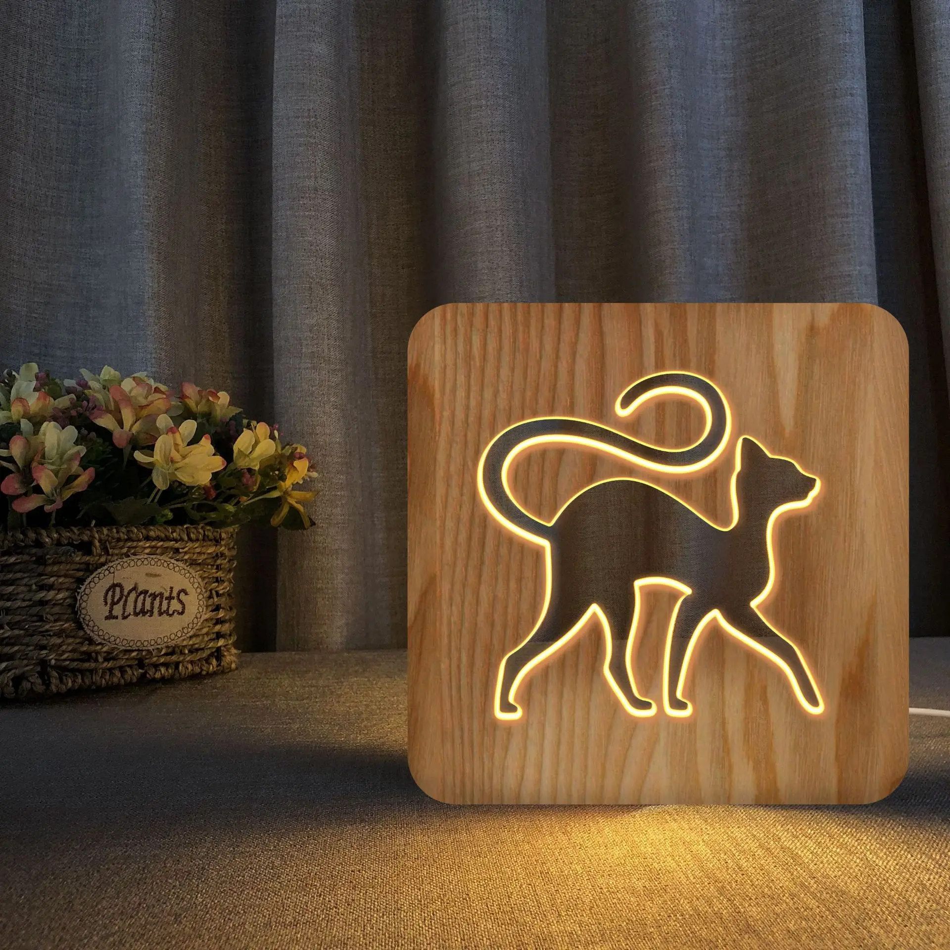 

Cat Wooden Lamp 3d Shape Animal Night Light Home Daily New Style Desk Lamp Art Decor Dropshipping Best Deal Home Decor