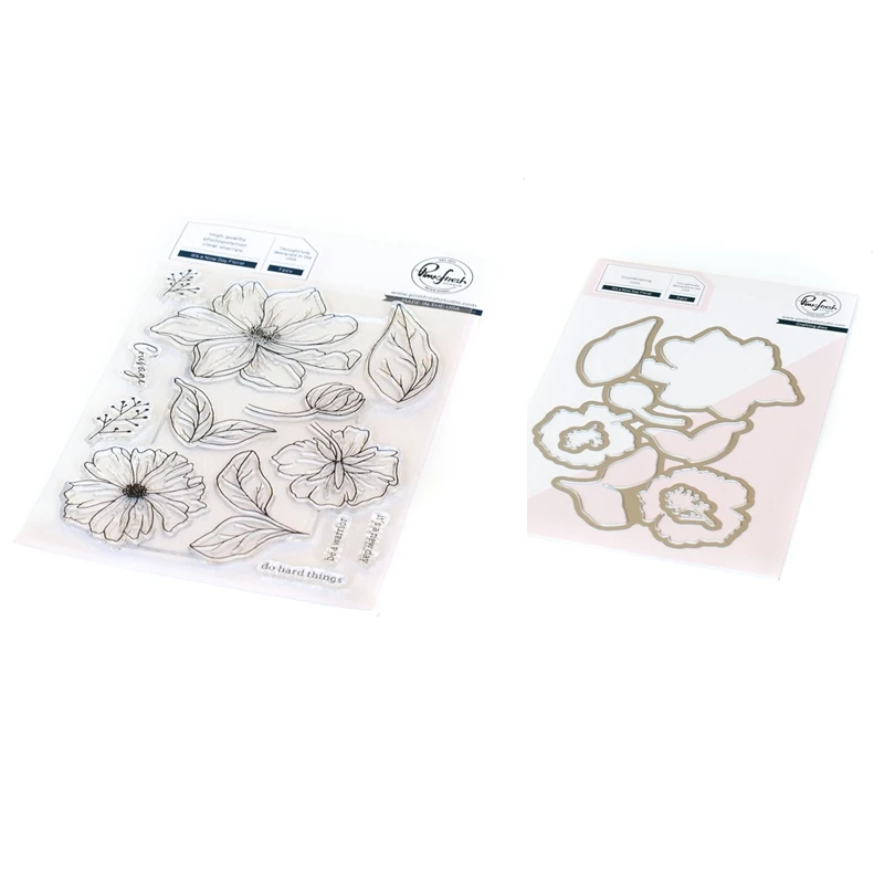 PFS New Metal Cutting Dies and Stamps 2021 Scrapbooking for Card Making Flower Embossing Frames Card Craft Set