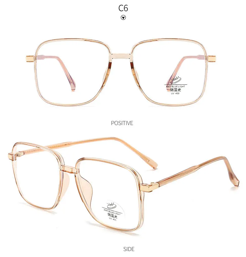 Kunststoff-Brillengestell, großes Rahmen-Design, Vollrandbrille mit Federscharnieren, Anti-Blue-Ray-Brille, Neuankömmling, Unisex – Detail 13