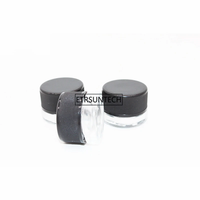 

80pcs 3g 7g mini clear glass cream jar eye cream sample small round bottle cosmetic packaging container with black cap F3689