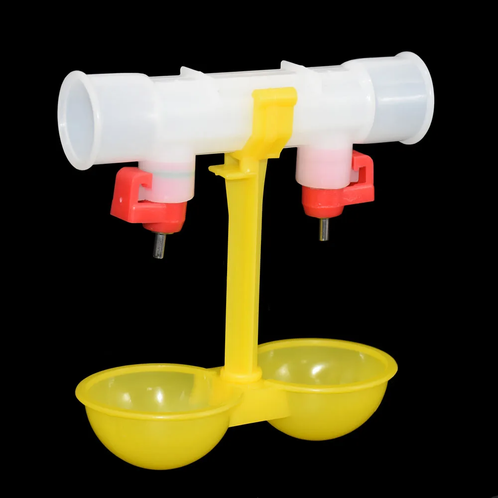 25 Mm Chicken Waterer Double Nipple Drinker Mouth Drinking Hanging Cups Chicken Feeder Farming Equipment 10 Pcs