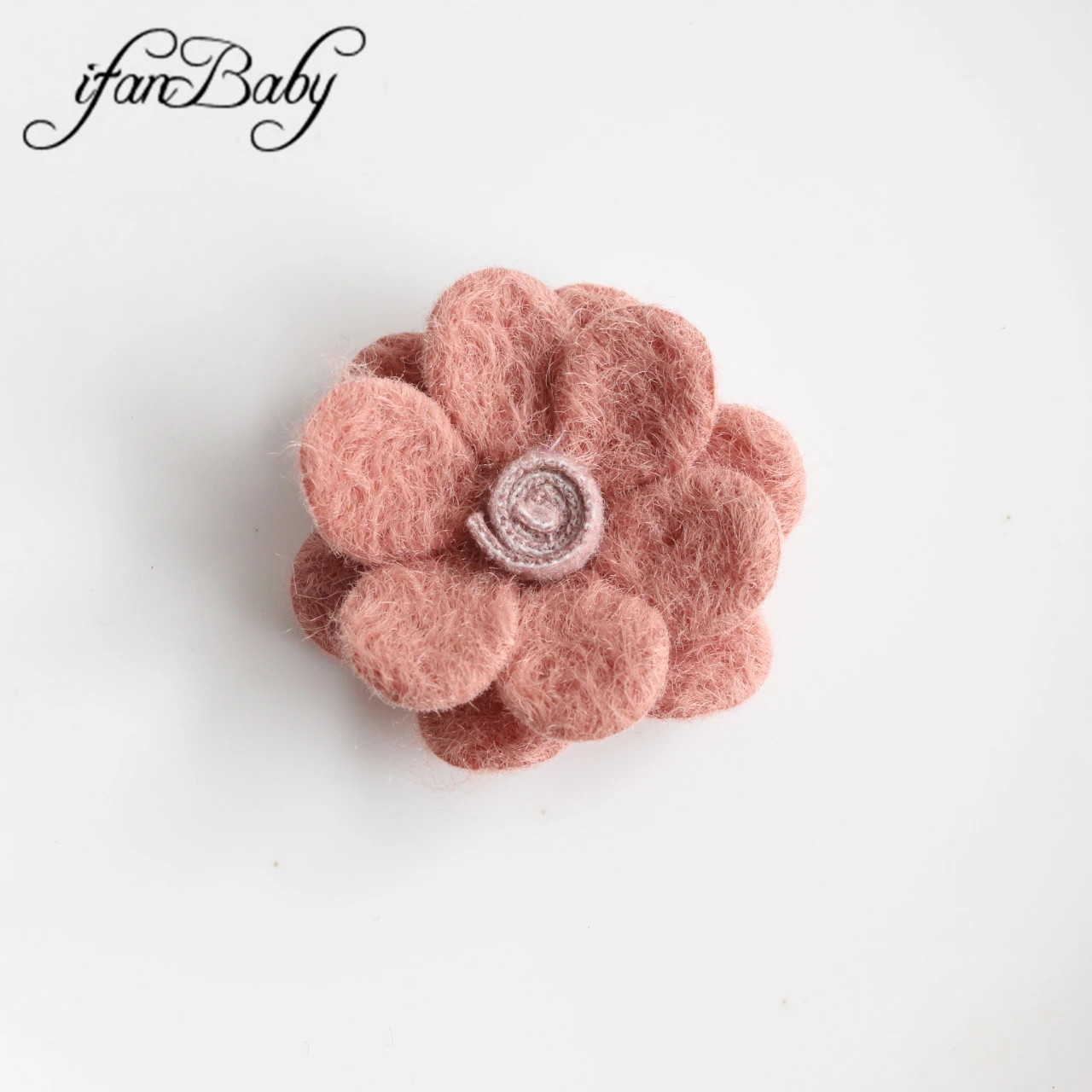 Flat Back 5cm Felt Wool Flowers For Hair DIY Accessories With Lollipop in Center Hair Flowers