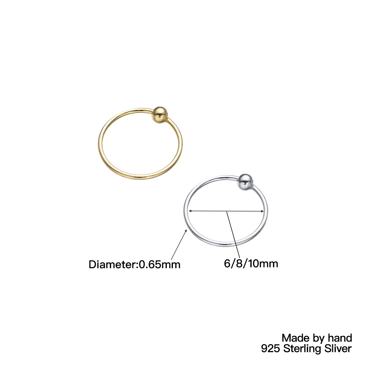 18Pcs/Pack 22G Thin Small Unisex Dainty Ball Nose Ring Hoop Indian Nose Piercing Tragus Ear Body Jewelry Aro Nariz Pircing Nariz