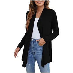 Cardigan da donna aperto sul davanti solido manica lunga casual morbido drappo primavera autunno cardigan cappotto allentato moda coreana П199ьто Жletiе