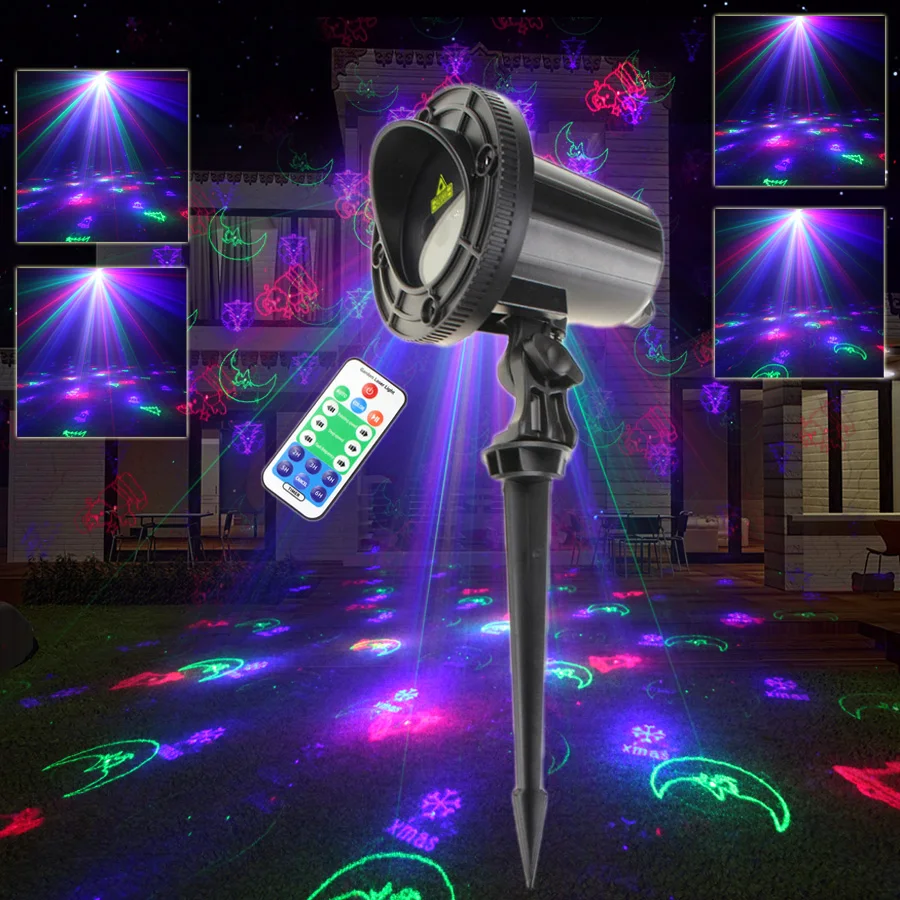 

ESHINY Outdoor WF RGB Laser Snow Patterns Projector Coffee Holiday Party Xmas House Tree Bar Wall Landscape Garden Light N65T233