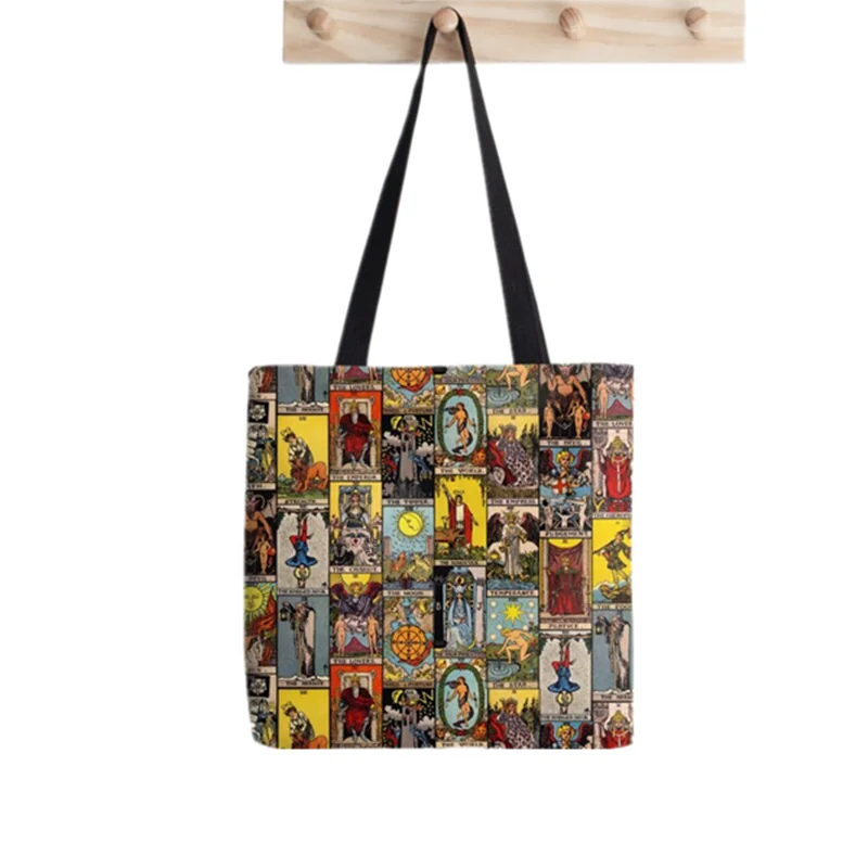 Shopper The Major Arcana of Tarot printed Tote Bag women Harajuku shopper handbag girl Shoulder shopping bag Lady Canvas Bag