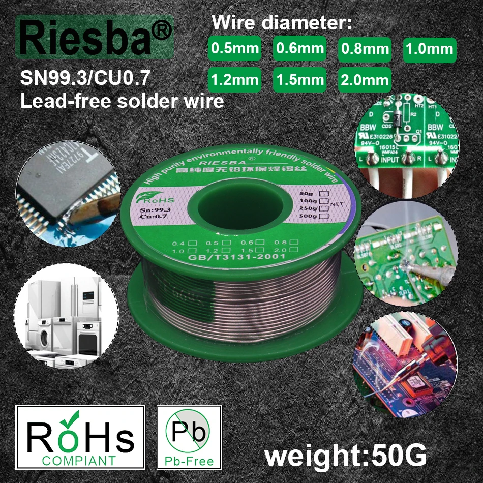 

1Pcs 100g 1.1LB Lead Free Solder Wire Sn99.3 Cu0.7 Rosin Core for Electrical Solder RoHs rosin core solder tin