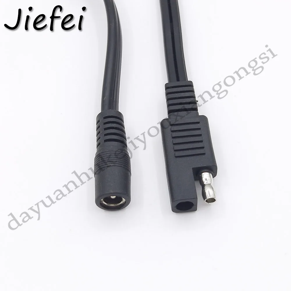 50Pcs High quality 30cm SAE Plug To DC 5.5mm x 2.1mm Male / Female 18AWG Adapter Cable For Motorcycle Car Accessories