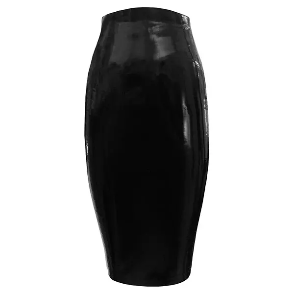 Latex Skirt Zip Tight Pencil Skirt Latex Skirt Rubber Pencil Skirt Back Zip