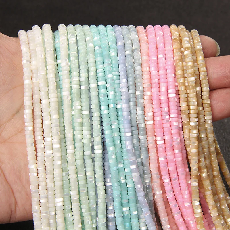 Natural Heishi Beads Shell Pearl Beads Glitter Dyed Shell Beads Pearl Loose Spacer Beads Jewelry Making DIY Bracelet Necklace