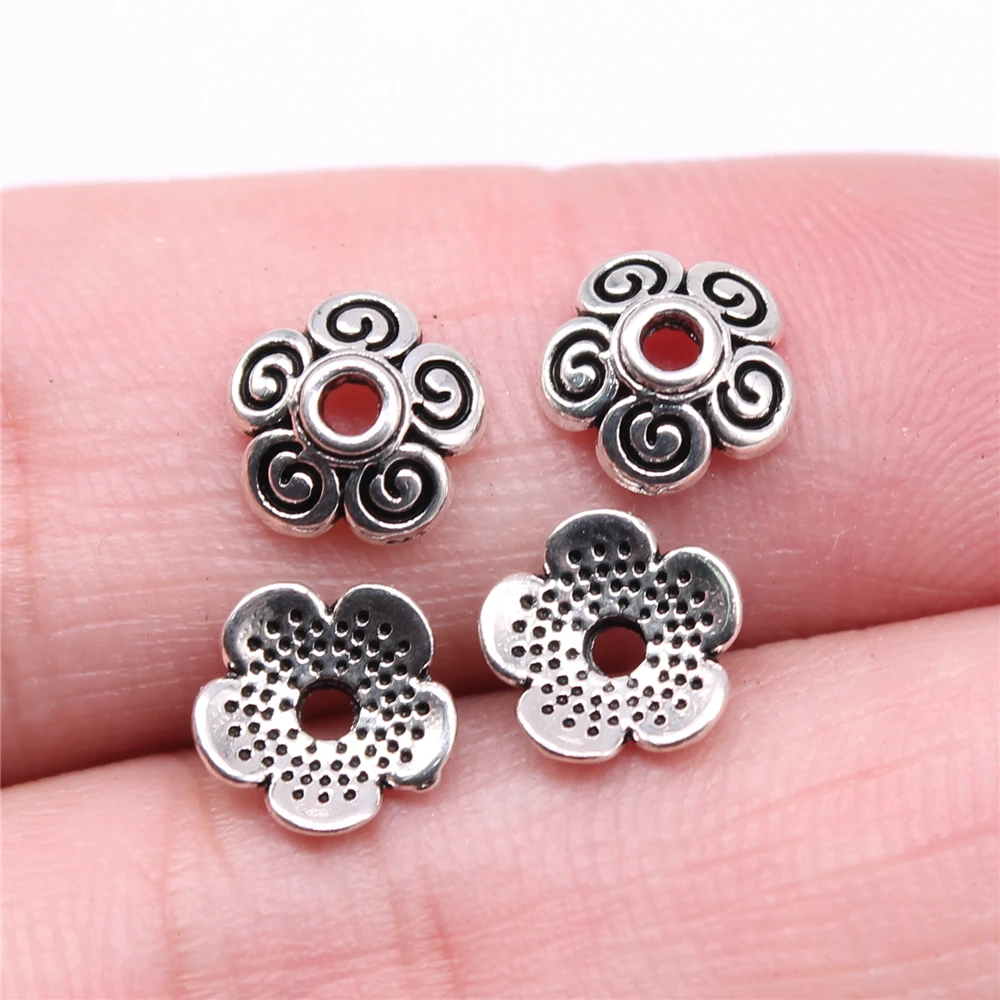 

Wholesale 600pcs/bag Charms Wholesale 8x8x3mm Bead Caps For Jewelry Making Antique Silver Color Alloy Charms