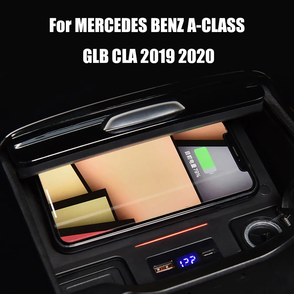 

Автомобильная Беспроводная зарядка для Mercedes Benz W177 W247 W188 CLA/GLB/GLA /A/B-Class 2019 2020 PD, быстрая зарядка, USB-зарядное устройство для телефона