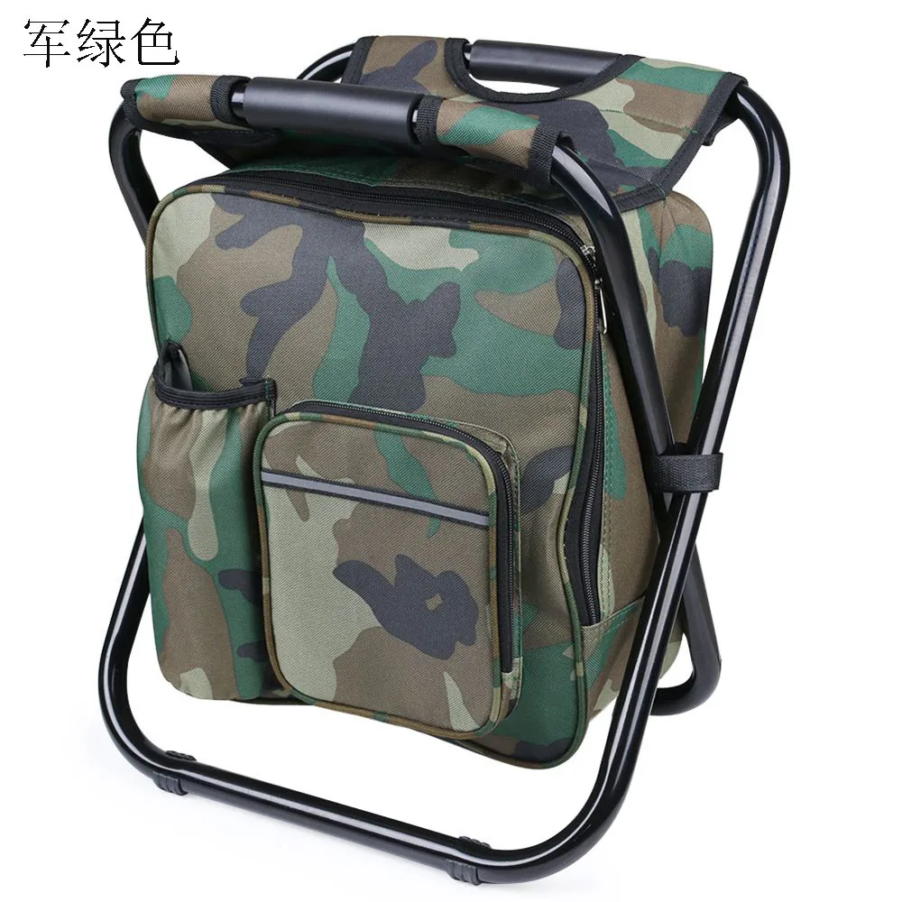 Fly Fishing Chair Outdoor Bag Folding Camping Stool Portable Backpack Cooler Insulated Picnic Hiking Seat Table Bag Bear 150KG