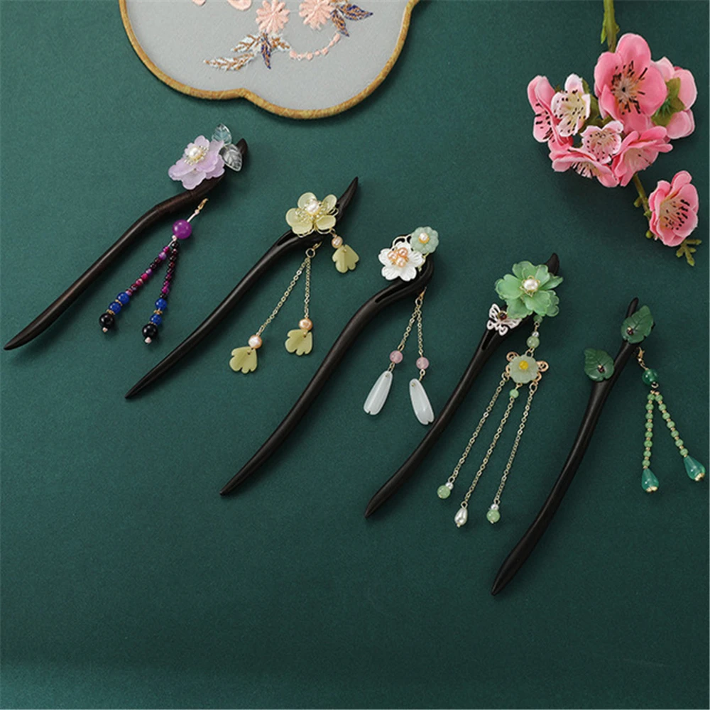 Retro Simple Luxury Flower Hairpin Female Dance Tassel Flower Pearl Hairpin Hair Accessories Wholesale