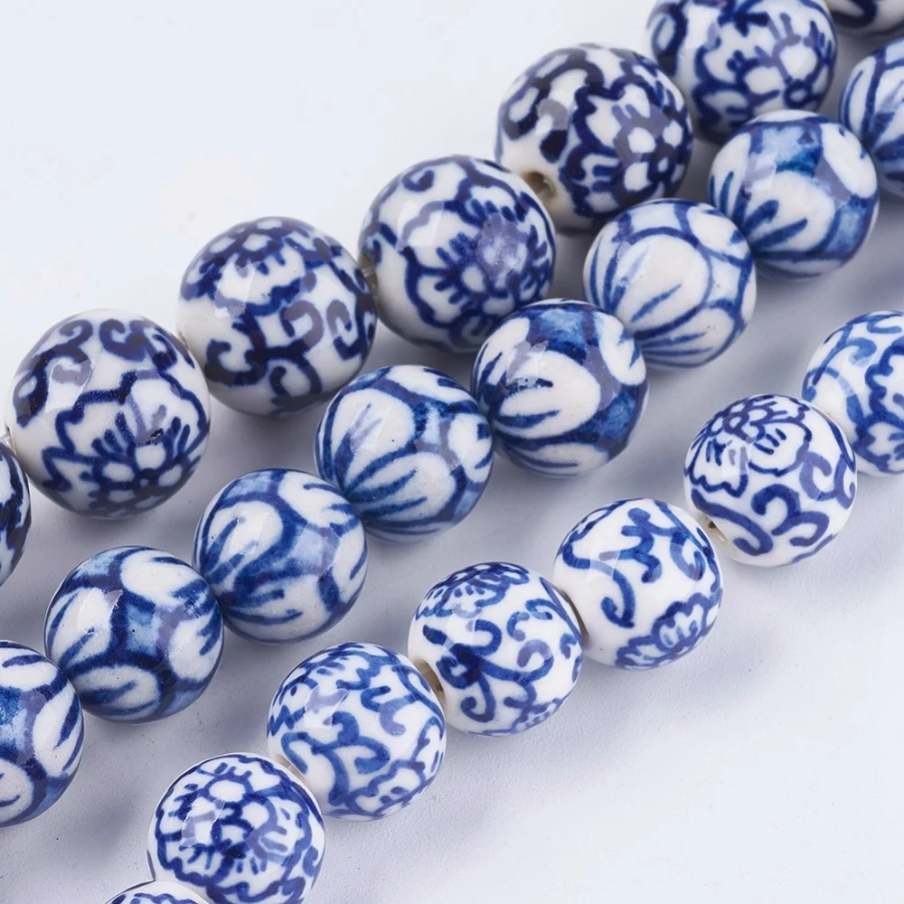 10~20pcs Handmade Blue and White Porcelain Beads Medium Blue for Bracelet Necklace DIY Jewelry Making Crafts Decor Accessories