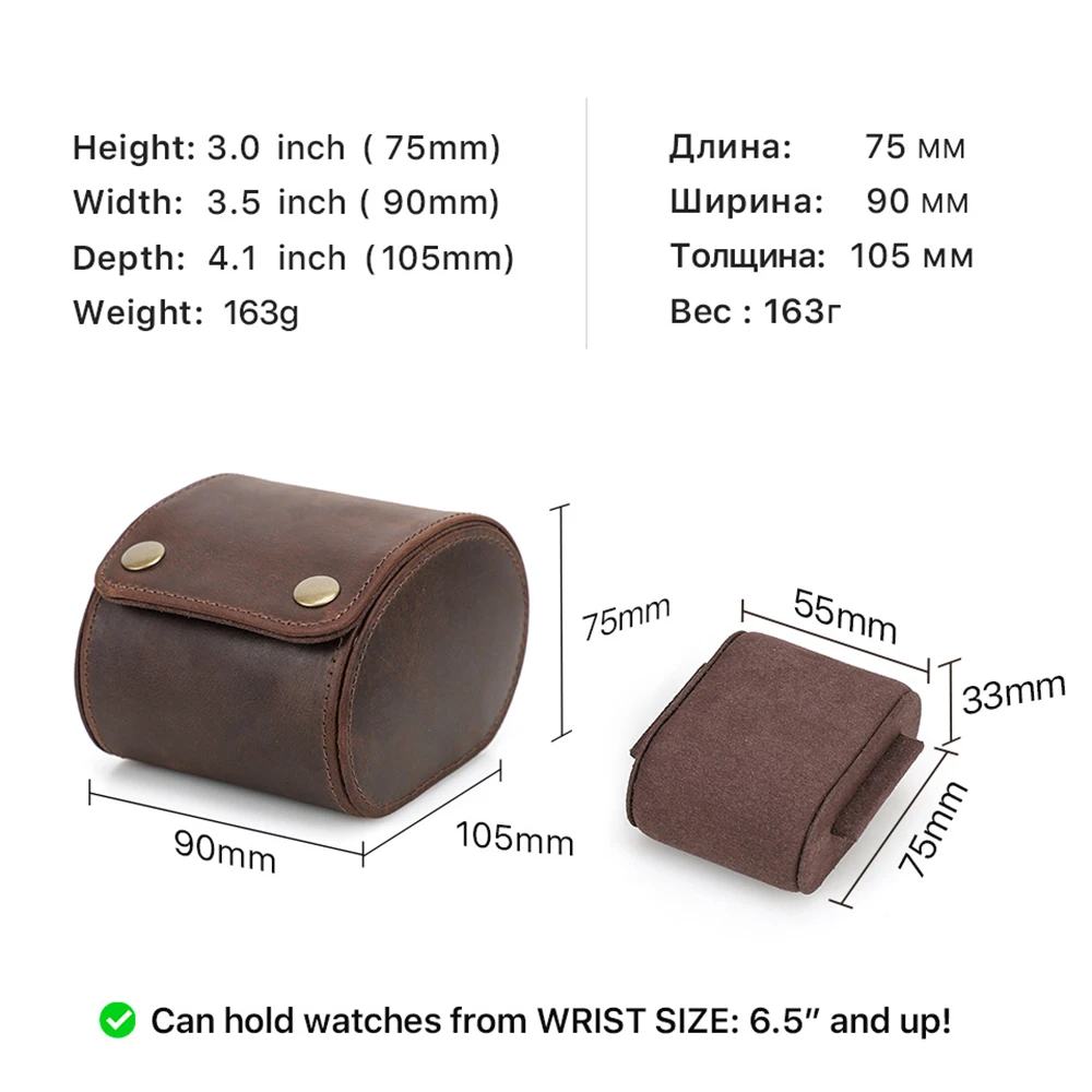 Luxury Watch Box Men Women Vintage Genuine Leather Watch Roll Travel Portable Watches Case Storage Organizers Jewelry Gift Box