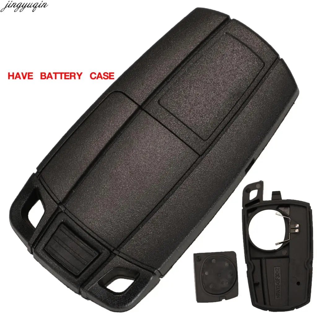 Jingyuqin Remote Car Key Case Shell For BMW 1 3 5 6 7 E Series E60 E90 E91 E92 X6 3 Buttons Replacement no/have Battery Holder