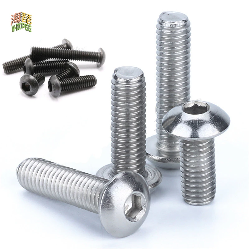 5/50pc M2 M2.5 M3 M4 M5 M6 M8 304 A2-70 Stainless Steel Black grade 10.9 ISO7380 Hexagon Hex Socket Head Button Allen Bolt Screw