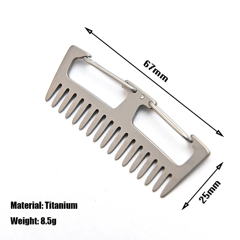 Titanium Nguyên Chất Lược Móc Khóa Chống Tĩnh Điện Nhẹ Móc Đa Năng Du Lịch Ngoài Trời Hợp Kim Titan Lược Di Động Móc Treo