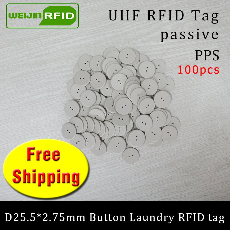 

UHF RFID laundry button tag 915mhz 868mhz 860-960MHZ alien H3 100pcs free shipping passive RFID PPS heat and water resisting tag