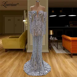 Illusion Full Beaded Evening Dress Handmade Pearls Crystals Saudi Arabia Party Dresses See Through Prom Dress Robe De Soiree