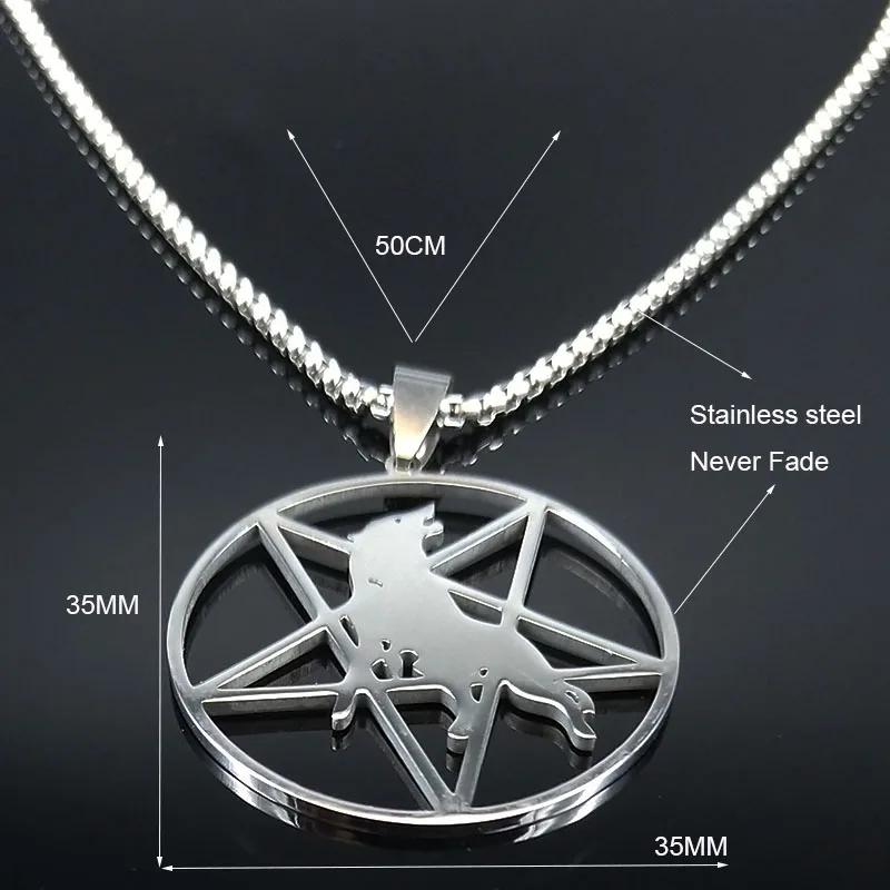 Fashion Pentagram Wolf Stainless Steel Chain Necklace for Women/Men Silver Color Necklaces Pendants Jewelry joyeria N1129S03