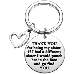 Sister Keychain From Sister Brother Thank for Being My Sister Key Chain Big Sister Jewelry Christmas Birthday Gift Women Keyring