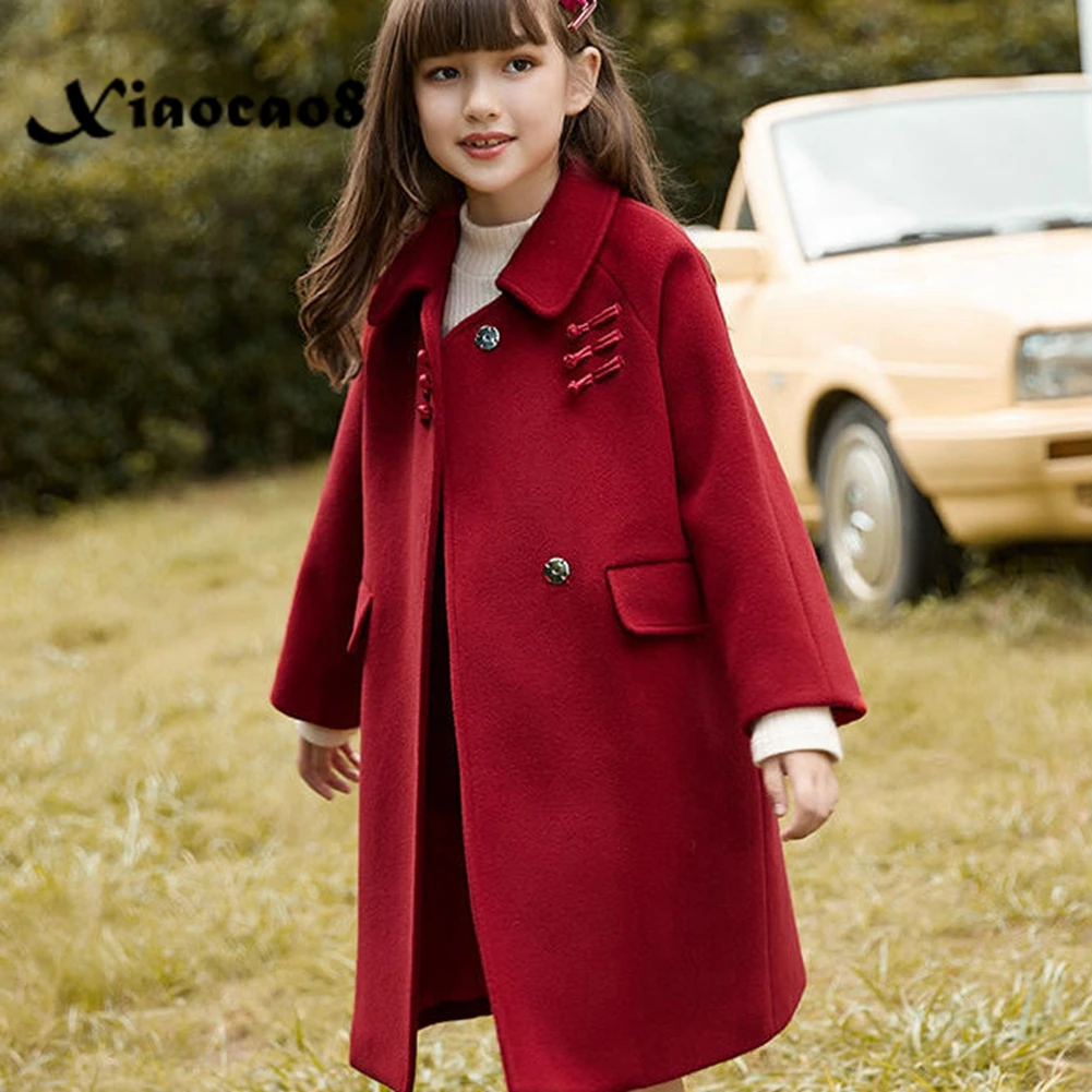 2021 Winter Teenage Girls Padded Cotton Woolen Coat High Quality Big Girls Long Outerwear Clothes Fashion Kids Jacet for Girls