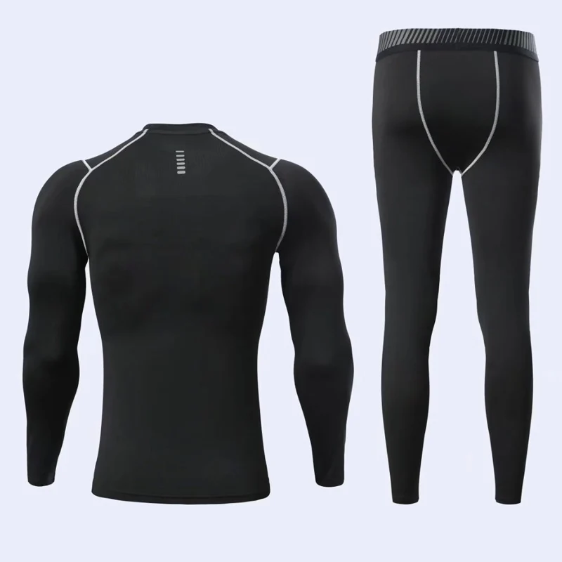 Thermal underwear Men Winter Fleece Base layer Thermal Sports Thermal underwear Kids Turtle collar black Compression Sportswear