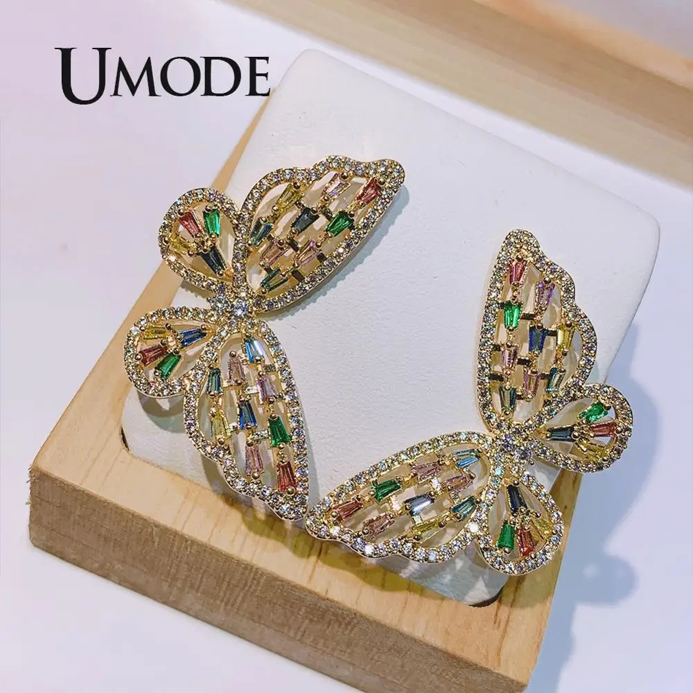 UMODE Korean Butterfly Earrings for Women Vintage Cute Stud Earrings Luxury Zircon Wedding Earrings NEW Fashion Jewelry UE0602