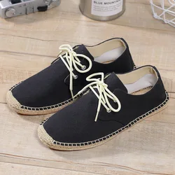 Hemp Wrap Sewing Espadrilles Men Shoes Lace Up Casual Summer Canvas Shoes Special Toe Shoes Men Breathable 39-45