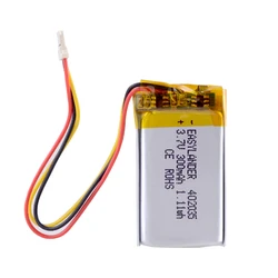 초박형 3P 1.25 402035 mah 300 v, 3.7 li-po 폴리머 충전식 리튬 배터리