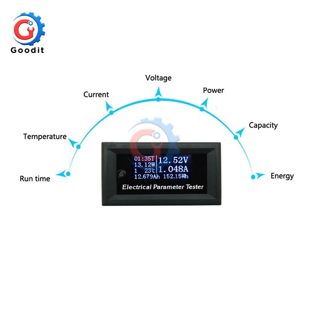 OLED 100 V/10A DC Voltmeter monitor tester Huidige Meter Charger voltage ampèremeter accu voeding capaciteit detectie